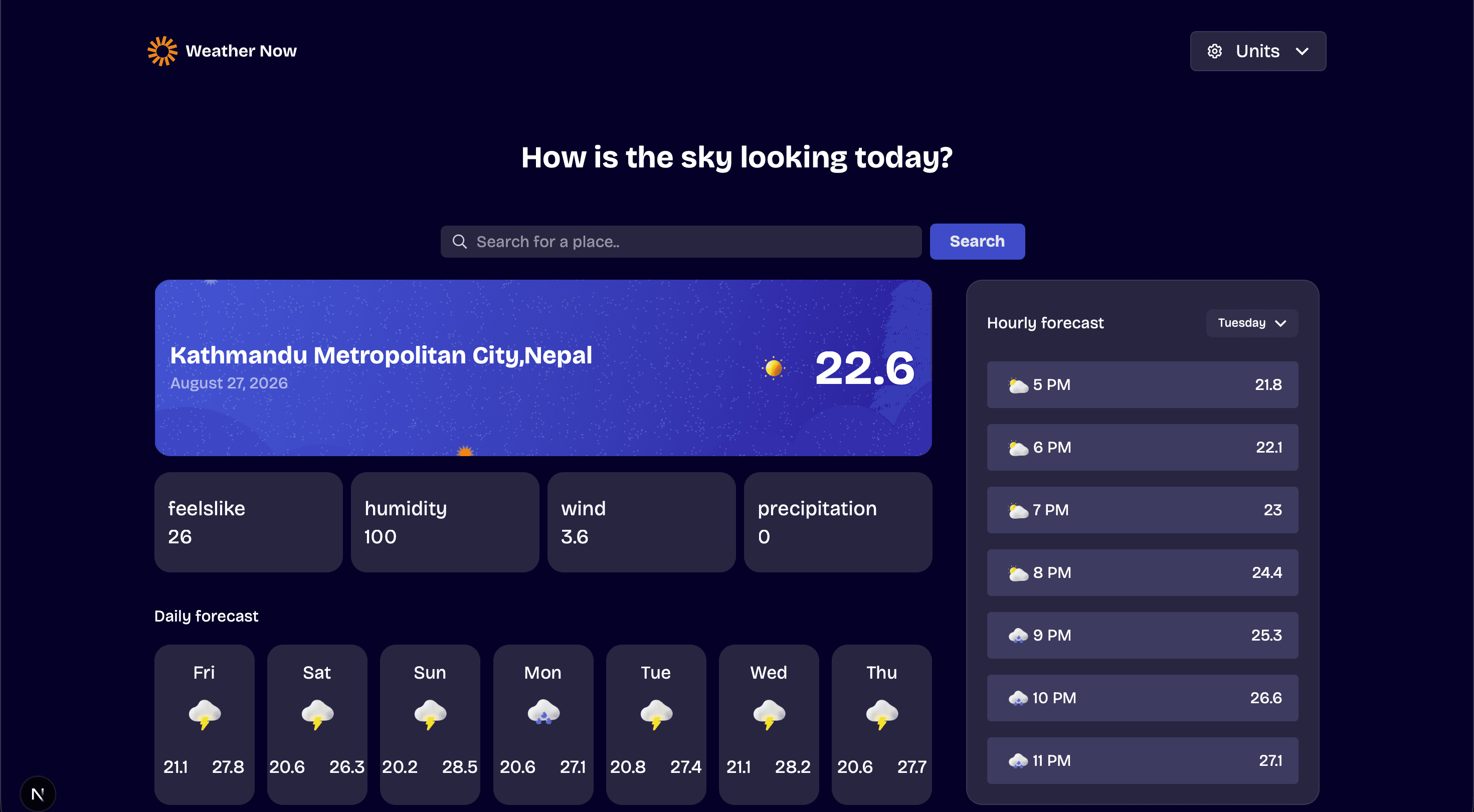 Preview of Weather app